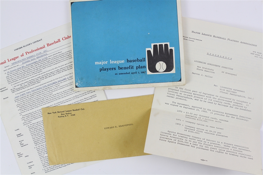 1972 Edward Emil Kranepool Uniform Players Contract, Memorandum, and Benefit Plan Booklet (JSA)