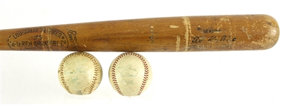 1950s-1960s Ernie Banks, George Altman Autographed Baseball/1970s Al Kaline Bat (Lot of 3)(JSA)
