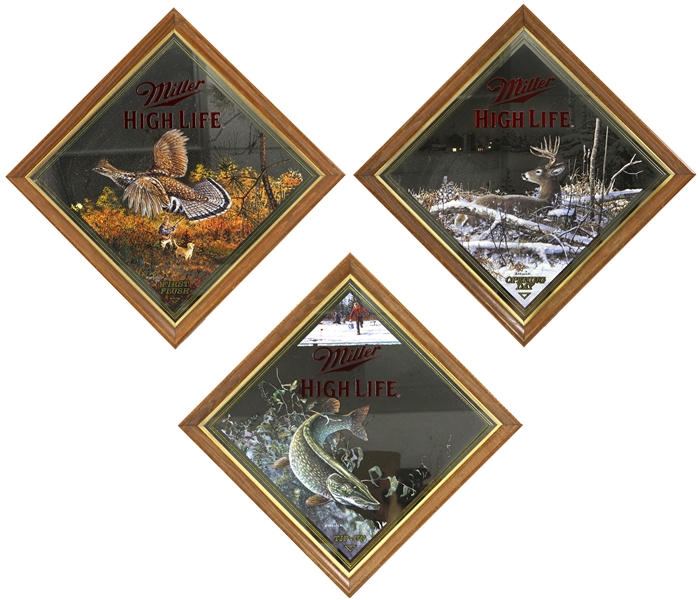 1994 Miller High Life Set of 3 Scott Zoellick Mirrors 