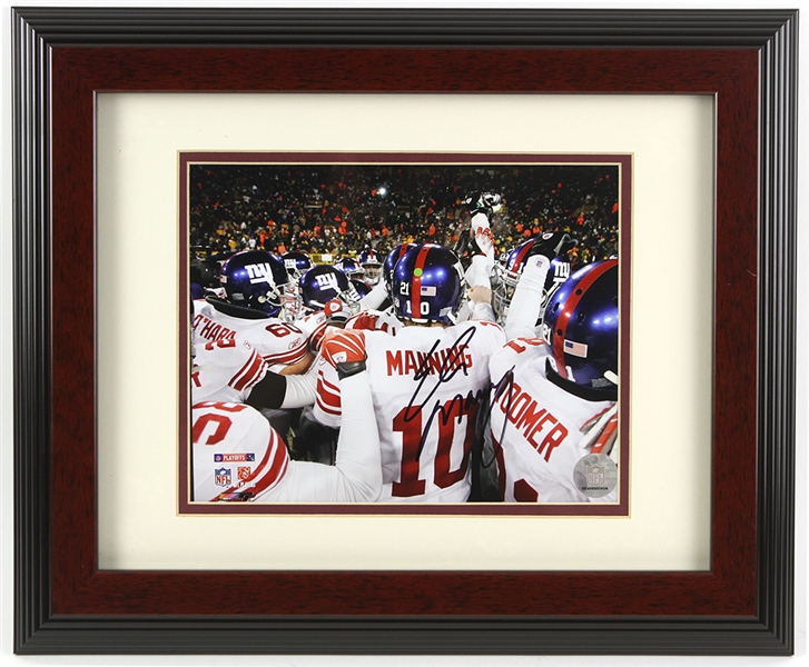 2000s Eli Manning New York Giants Signed 14x18 Framed Photo (JSA)