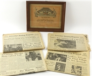 1963 & 1968 Columbus Sunday Dispatch & Columbus Evening Dispatch Newspapers with 13x16 U.S. War Savings Stamps Framed Certificate (Lot of 5)