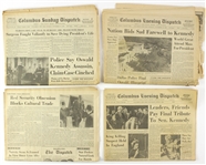 1963 & 1968 Columbus Sunday Dispatch & Columbus Evening Dispatch Newspapers with 13x16 U.S. War Savings Stamps Framed Certificate (Lot of 5)