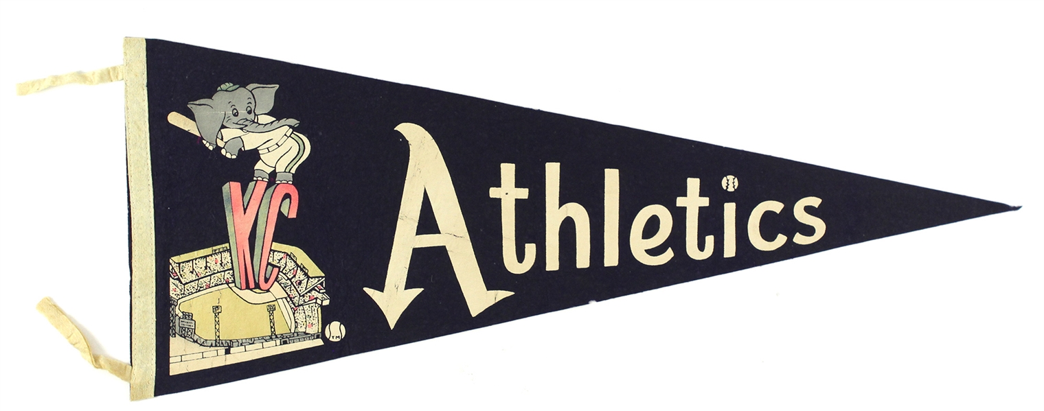 1950s Vintage Kansas City Athletics Blue 29” Pennant