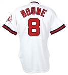 1986 Bob Boone California Angels Team Issued Home White Jersey (MEARS LOA)