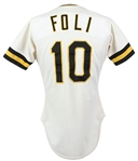 1985 Tim Foli Pittsburgh Pirates Team Issued Home White Jersey (MEARS LOA)
