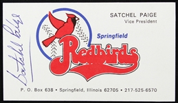 Satchell Paige Springfield Redbirds Signed Business Card