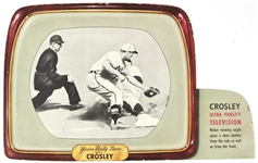 1940s Cincinnati Reds Crosley Field Cardboard TV Advertising Display "RARE"