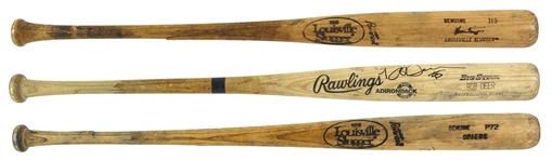 1980’s – 1990 Milwaukee Brewers Professional Model Game Used Bat Collection Lot of 3 w/ Rob Deer, Glenn Braggs and Bill Spiers (MEARS LOA/JSA)