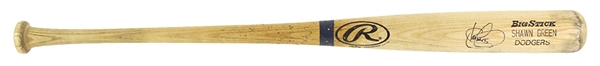 Los Angeles Dodgers Shawn Green Signed Game Used Rawlings Adirondack Bat (JSA)