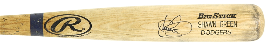 Los Angeles Dodgers Shawn Green Signed Game Used Rawlings Adirondack Bat (JSA)