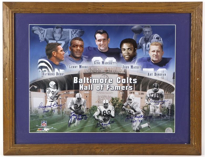 Baltimore Colts Hall of Famers 21" x 27" Signed Framed Photo (JSA)