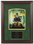 1990s Brett Favre Green Bay Packers Signed 16" x 21" Framed Photo and Plaque (Brett Favre Hologram)