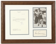 1972 Gene Tunney Signed 15" x 19" Framed Letter and Index Card (JSA)