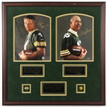 1990s Brett Favre/Bart Starr Green Bay Packers Signed 30 1/2" x 31" Framed Photos (Brett Favre Hologram)