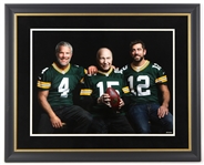 Bart Starr / Brett Favre / Aaron Rodgers Green Bay Packers 25 1/2"x32" Framed Photo