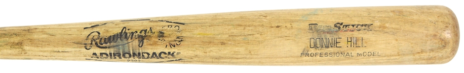 1986 Donnie Hill/Rob Nelson Oakland Athletics Rawlings Adirondack Professional Model Game Used Bat (MEARS LOA)