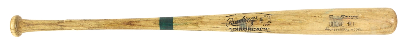 1986 Donnie Hill/Rob Nelson Oakland Athletics Rawlings Adirondack Professional Model Game Used Bat (MEARS LOA)