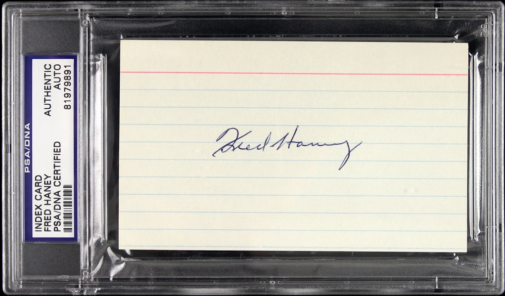 1956-1959 Fred Haney Milwaukee Braves Signed 3 x 5 Index Card (PSA/DNA Slabbed)