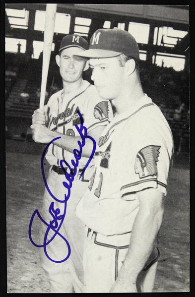 1953-1962 Joe Adcock Milwaukee Braves Signed 3 1/2" x 5 1/2" Postcard (JSA)