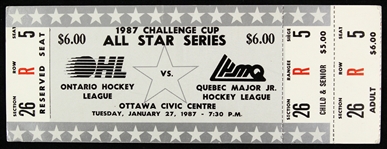 1987 Challenge Cup All Star Series Ontario vs Quebec Ticket Stub 
