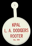1960s KPAL L.A. Dodgers Rooter 1 1/2" Lapel Tab