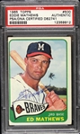 1965 Eddie Mathews Milwaukee Braves Signed Topps #500 Trading Card (PSA/DNA Slabbed)