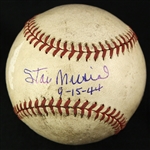 1944 (September 15) Stan Musial St. Louis Cardinals Signed ONL Frick Sportsmans Park Game Used Baseball (MEARS LOA/JSA)