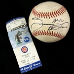 1999 (May 17) Sammy Sosa Chicago Cubs Singed ONL Coleman Pro Player Stadium Game Used Baseball w/ Ticket Stub (MEARS LOA/JSA)