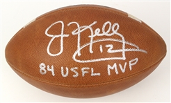 1984 Jim Kelly Houston Gamblers Signed & Inscribed Official USFL Chet Simmons Football (MEARS LOA/*JSA*)