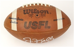 1984 Jim Kelly Houston Gamblers Signed & Inscribed Official USFL Chet Simmons Football (MEARS LOA/*JSA*)