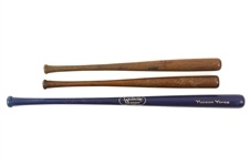 1930s-80s Miniature Baseball Bat Collection - Lot of 3 w/ Joe DiMaggio, 1939 Old Timers Banquet & Tucson Toros