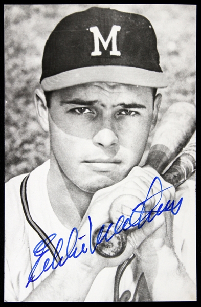 1952-1966 Eddie Mathews Milwaukee Braves Signed 3" x 5" Photo Post Card (JSA)