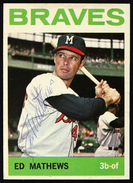 1964 Eddie Mathews Milwaukee Braves Signed Topps Trading Card (JSA)