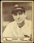 1940 Sammy West Washington Senators Play Ball Trading Card 