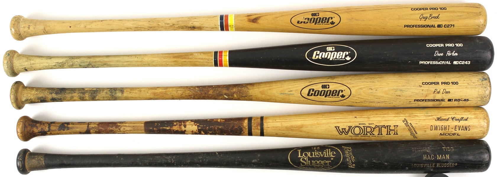 1983-91 Professional Model Game Used Bat Collection - Lot of 5 w/ Dave Parker, Dwight Evans, Rob Deer & More (MEARS LOA)