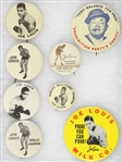 1940’s Joe Louis Boxing Pinback Button (Lot of 8)