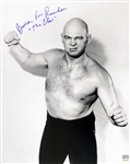 Baron Von Raschke AWA Wrestling Legend (with arms raised) Signed LE 16x20 B&W Photo (JSA)