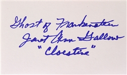 1942 Janet Ann Gallow Ghost of Frankenstein Signed LE 3x5 Index Card (JSA)