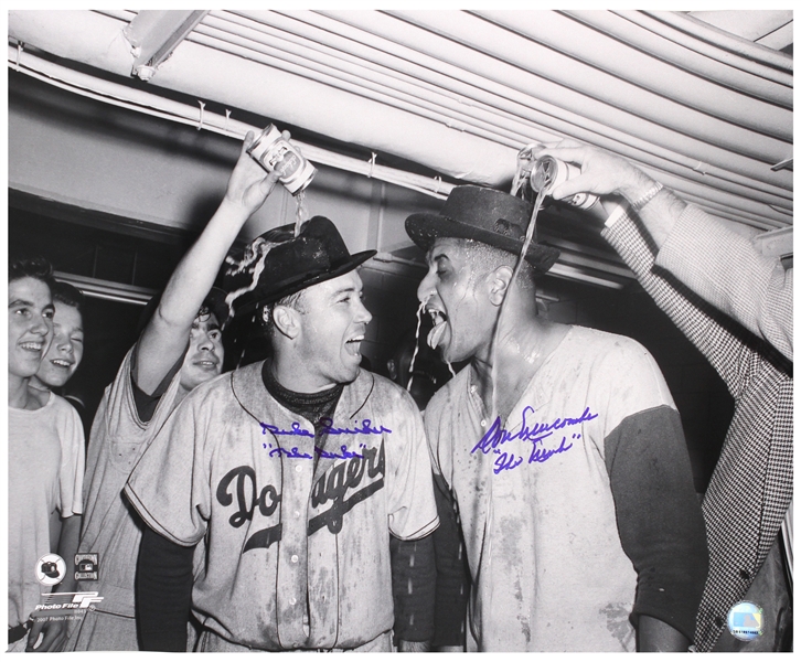 2007 Duke Snider Don Newcombe Brooklyn Dodgers Signed 16" x 20" Photo (JSA)