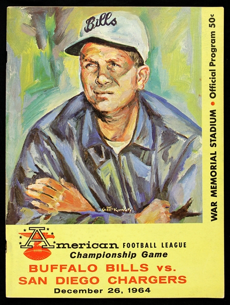 1964 Buffalo Bills San Diego Chargers War Memorial Stadium AFL Championship Game Program 
