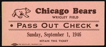 1946 Chicago Bears Wrigley Field 2”x4” Pass Out Ticket
