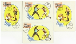 1960 Rome Summer Olympics 4" x 6" Postmarked Boxing Postcards - Lot of 4