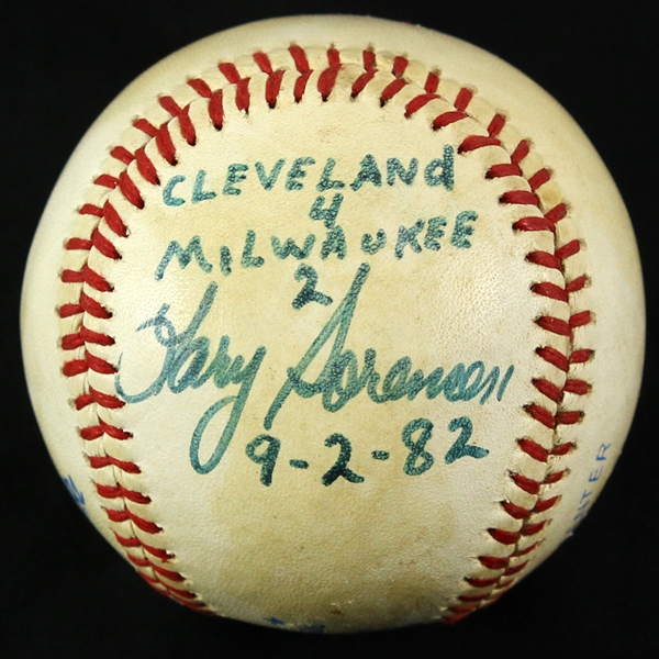 1982 Lary Sorenson Cleveland Indians Autographed Game Used OAL Baseball (MEARS LOA) (JSA)