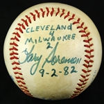 1982 Lary Sorenson Cleveland Indians Autographed Game Used OAL Baseball (MEARS LOA) (JSA)