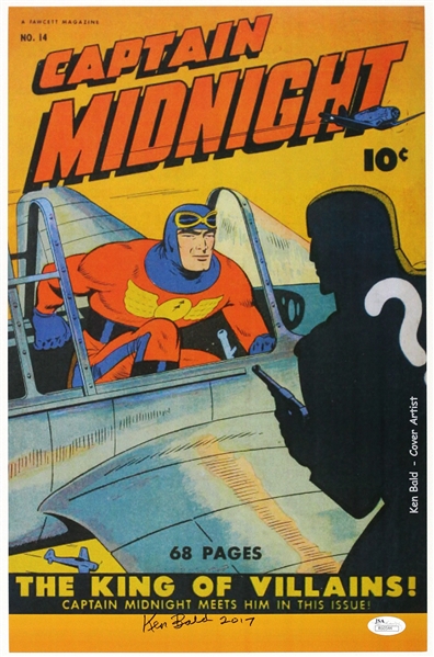 1943 (November) Ken Bald Captain Midnight #14 Signed 11x17 Color Print (JSA)