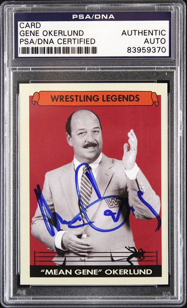 2014 Gene Okerlund WWF Announcer Signed Slabbed Trading Card (PSA/DNA)