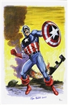 1941 circa Ken Bald Captain America Signed 11x17 Color Print (JSA)
