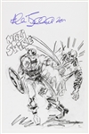 1941 circa Allen Bellman Captain America Battling Red Skull Signed 11x17 Sketch Print (JSA)