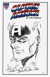 1941 circa Allen Bellman Captain America Timely Comics Head Turned Signed 11x17 Sketch Print (JSA)