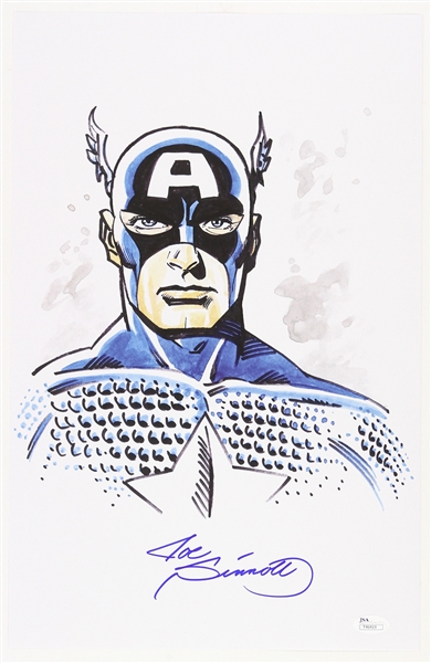 1990s Joe Sinnott Captain America Signed 11x17 Color Print (JSA)